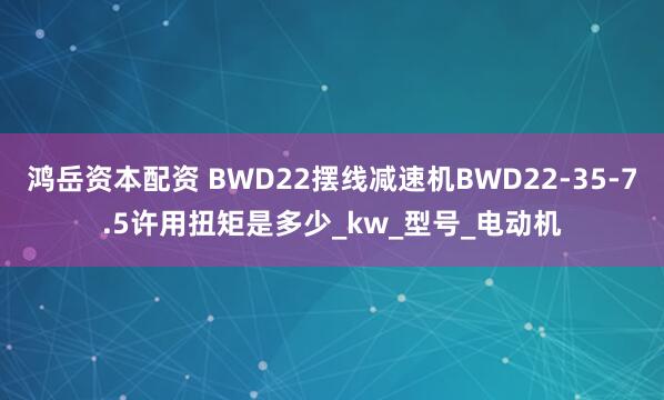 鸿岳资本配资 BWD22摆线减速机BWD22-35-7.5许用扭矩是多少_kw_型号_电动机