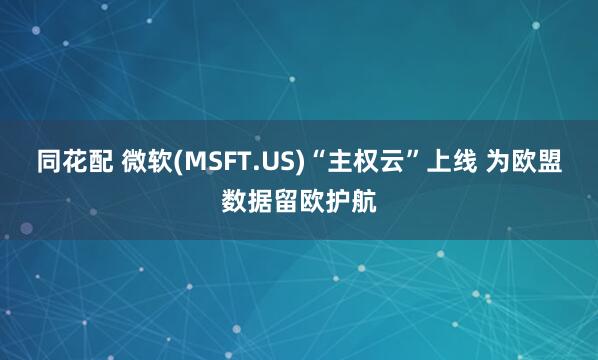 同花配 微软(MSFT.US)“主权云”上线 为欧盟数据留欧护航